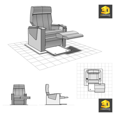 dessin industriel cao cad fauteuil d'avion