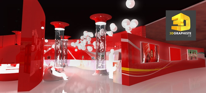 Animation 3D rough coca-cola pavillon