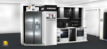 Designer meubles presentoirs cuisines Samsung