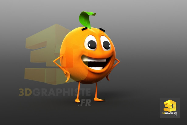personnage 3D orange - fruit
