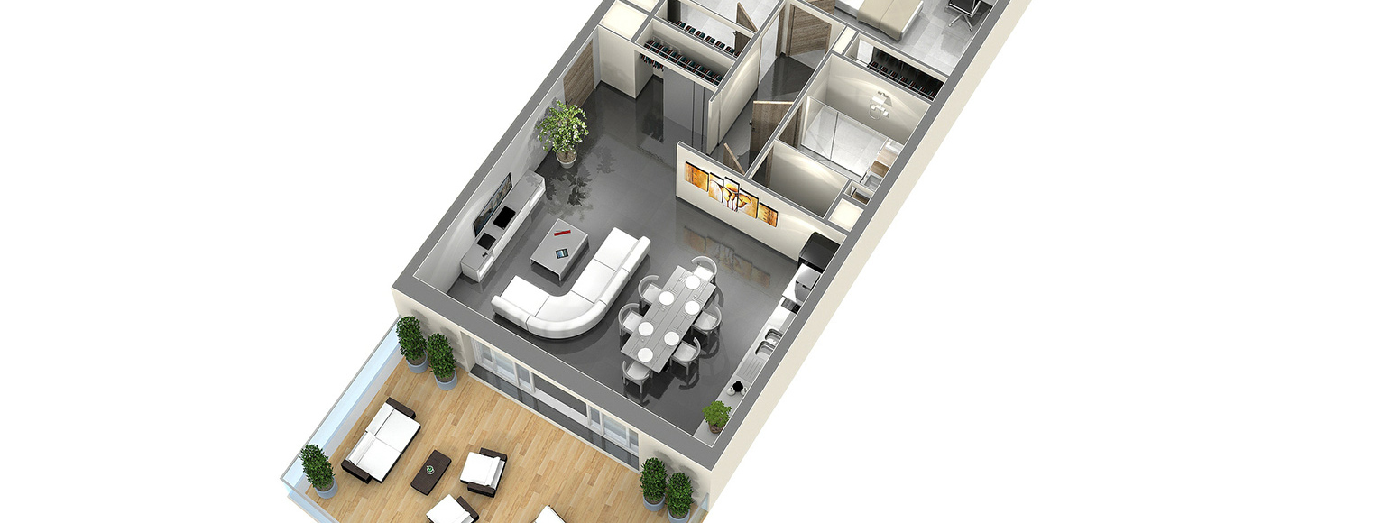 Plan de vente appartement t3 axonométrie 3D