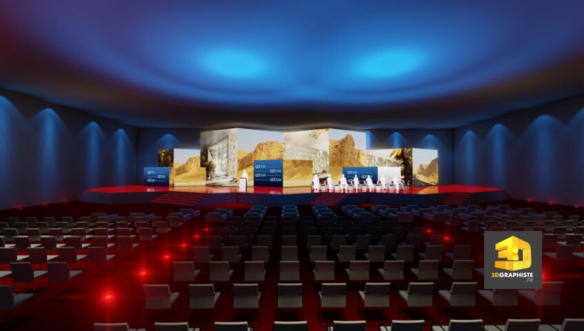 Scénographie de convention plénière rough 3D