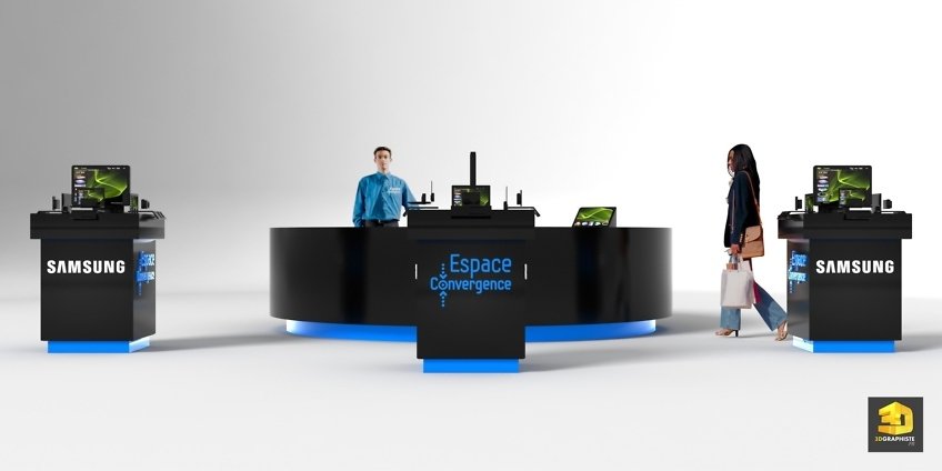 agencement presentoirs samsung desk