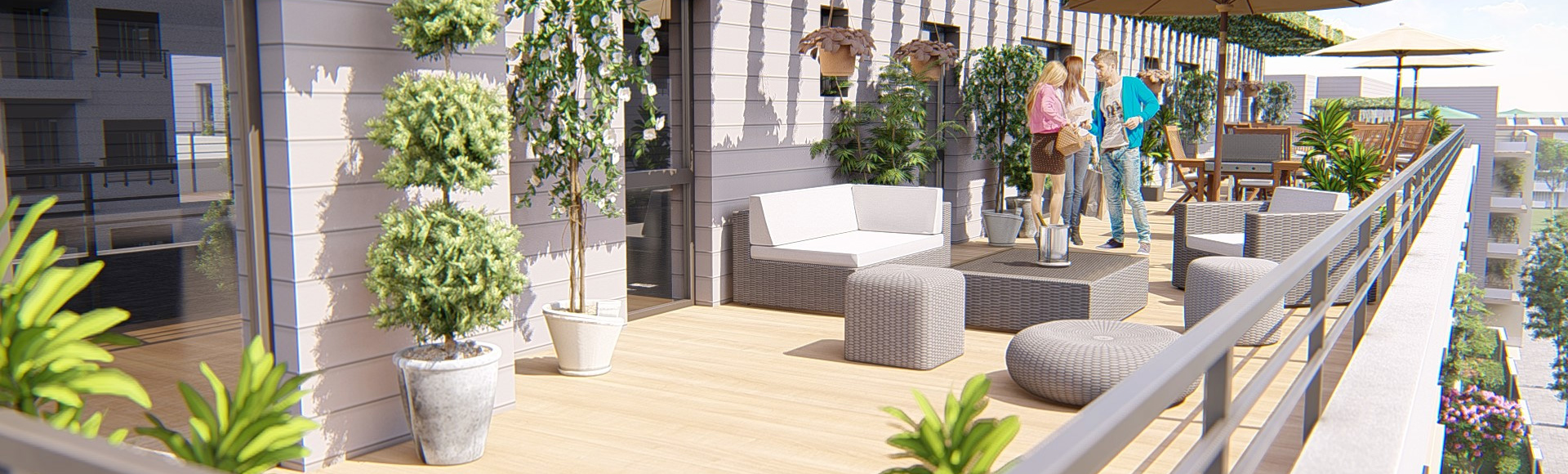 Illustration 3D résidence - Terrasse en Attique