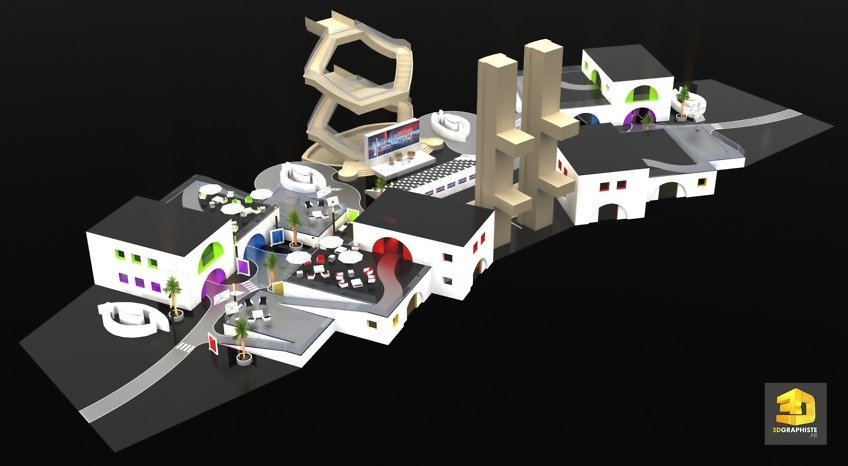 Infographiste evenementiel rough 3D centre commercial
