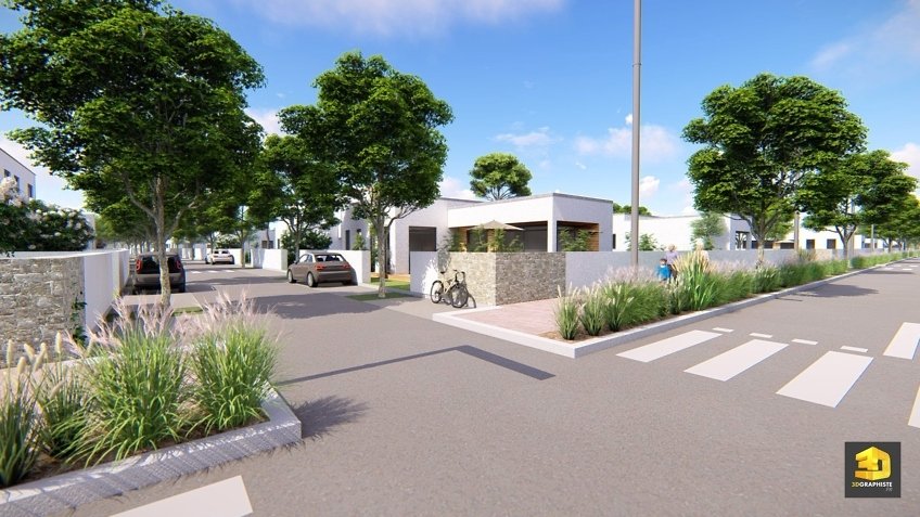 lotissement infographie 3d intérieur rues Vias
