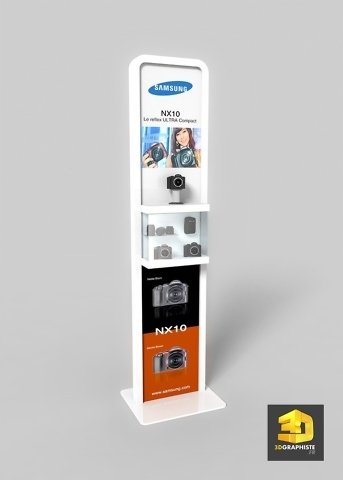 Meuble plv presentoir appareils photos Samsung