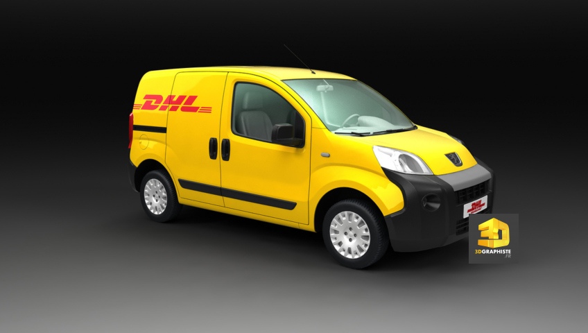 Véhicule utilitaire DHL Peugeot - Infographie 3D
