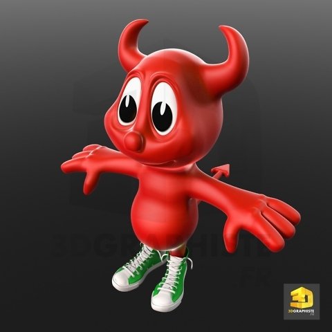 modelisation 3d mascotte diablotin-diable