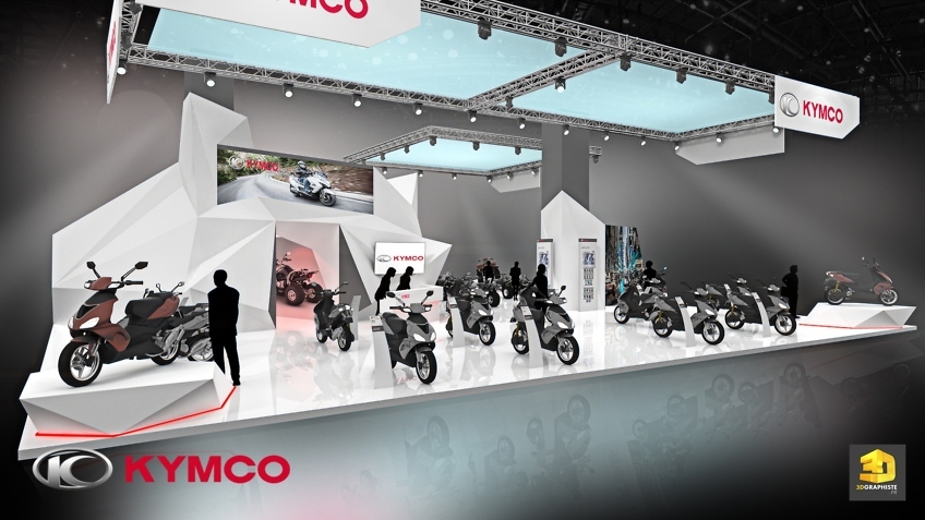 Creation de stand salon scooters - Kymco - perspective 3D