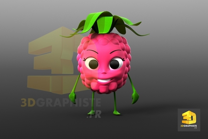 personnage 3d framboise - fruit