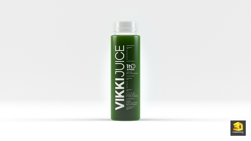 modélisation 3d d'une bouteille de jus - vikki-juice