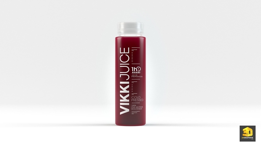 packshot 3d de bouteille de jus - vikki-juice