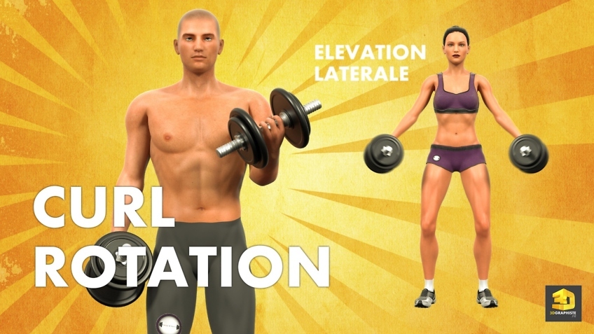 animation 3d personnages sportifs - musculation