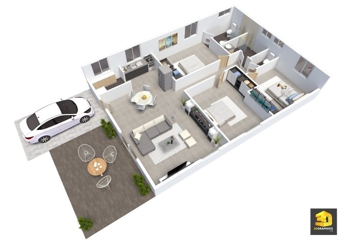 plan de vente 3d - axonometrie jardin d’Angelina t5 - rdc lot-Q