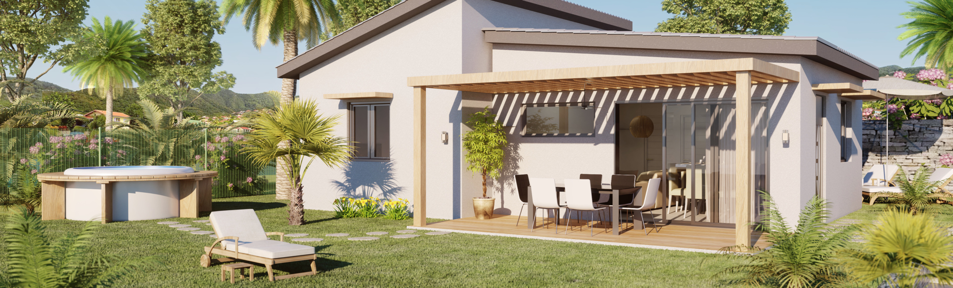 perspective 3D villa - architecture - freelance 3d