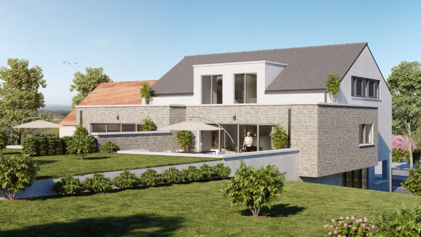 1 perspective extérieure d'une villa en Belgique - Infographiste 3D architecture et immobilier freelance Belgique