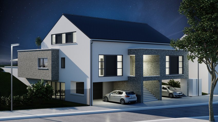 infographiste 3d immobilier Belgique - perspective maison nuit