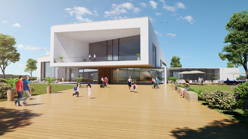 visuel 3D d'une piscine pour un courcours d'architecture